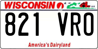 WI license plate 821VRO