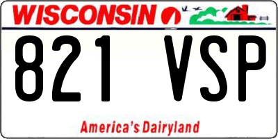 WI license plate 821VSP