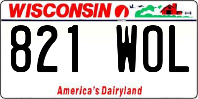 WI license plate 821WOL