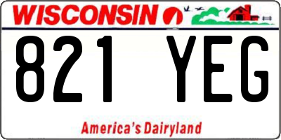 WI license plate 821YEG