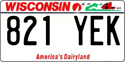 WI license plate 821YEK