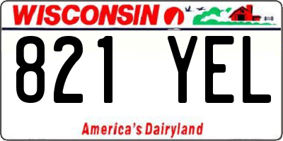 WI license plate 821YEL