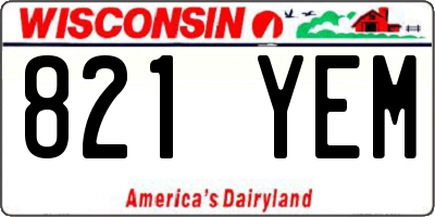 WI license plate 821YEM