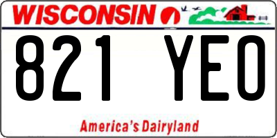 WI license plate 821YEO