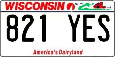 WI license plate 821YES