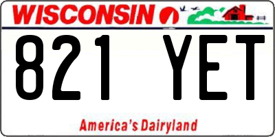 WI license plate 821YET