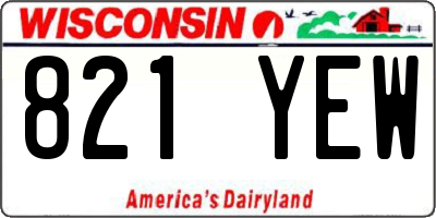 WI license plate 821YEW