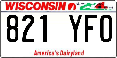 WI license plate 821YFO