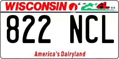 WI license plate 822NCL