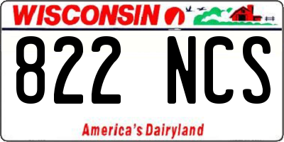 WI license plate 822NCS