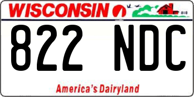 WI license plate 822NDC