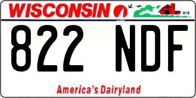 WI license plate 822NDF