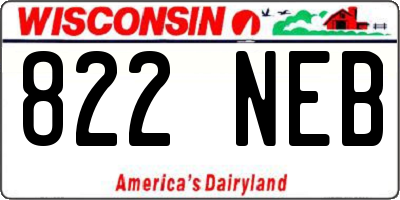 WI license plate 822NEB