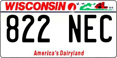 WI license plate 822NEC