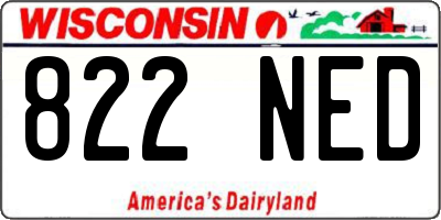 WI license plate 822NED