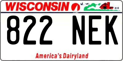 WI license plate 822NEK