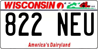 WI license plate 822NEU