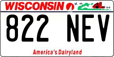 WI license plate 822NEV