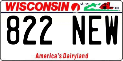WI license plate 822NEW