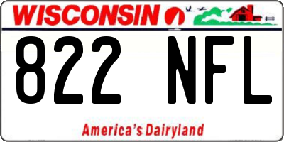 WI license plate 822NFL