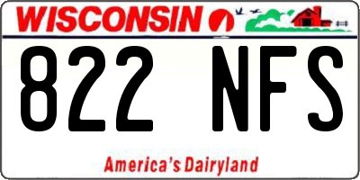WI license plate 822NFS