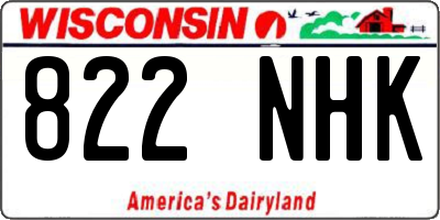 WI license plate 822NHK