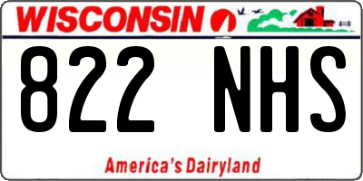 WI license plate 822NHS