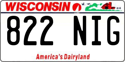 WI license plate 822NIG