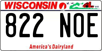 WI license plate 822NOE