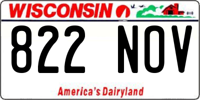WI license plate 822NOV