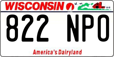 WI license plate 822NPO