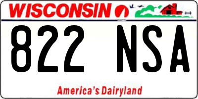 WI license plate 822NSA