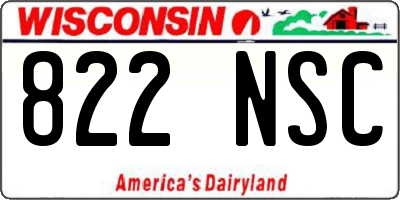 WI license plate 822NSC