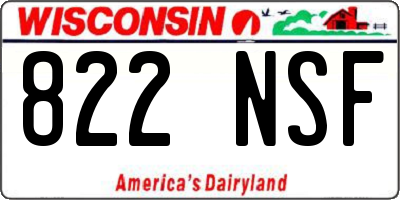 WI license plate 822NSF