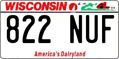 WI license plate 822NUF