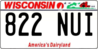 WI license plate 822NUI