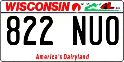 WI license plate 822NUO