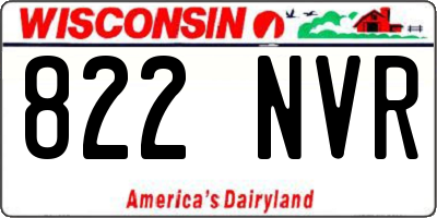 WI license plate 822NVR
