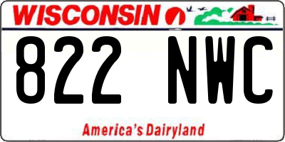 WI license plate 822NWC