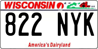 WI license plate 822NYK