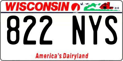 WI license plate 822NYS