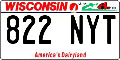 WI license plate 822NYT