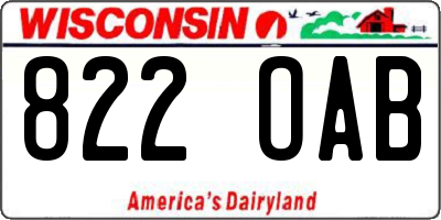 WI license plate 822OAB