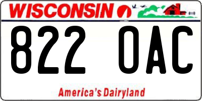 WI license plate 822OAC