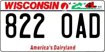 WI license plate 822OAD