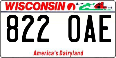 WI license plate 822OAE