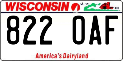 WI license plate 822OAF