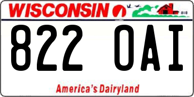 WI license plate 822OAI