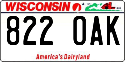 WI license plate 822OAK