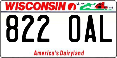 WI license plate 822OAL